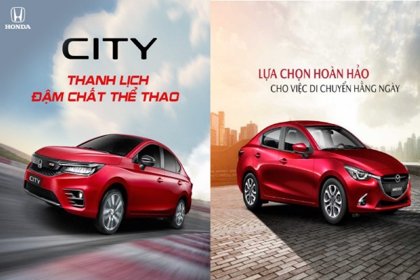 Xe Sedan tầm giá 600 triệu: nên chọn Honda CITY 2021 hay Mazda2 ?