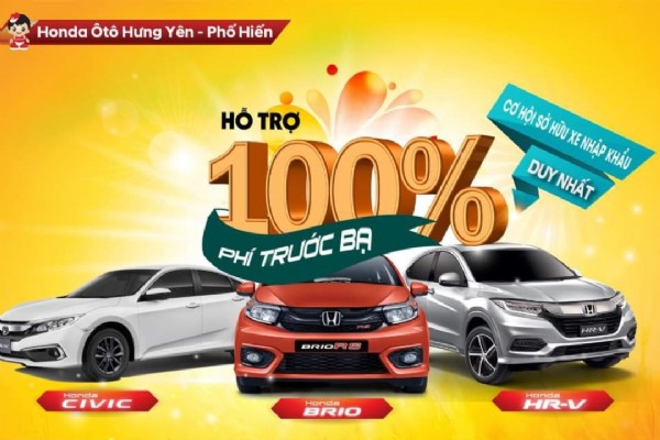Hỗ trợ 100% lệ phí trước bạ cho khách hàng mua xe Honda Civic, HR-V và Brio trong tháng 11