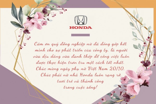 Honda Ô tô Hưng Yên Chúc mừng Ngày Phụ Nữ Việt Nam  20/10/2022